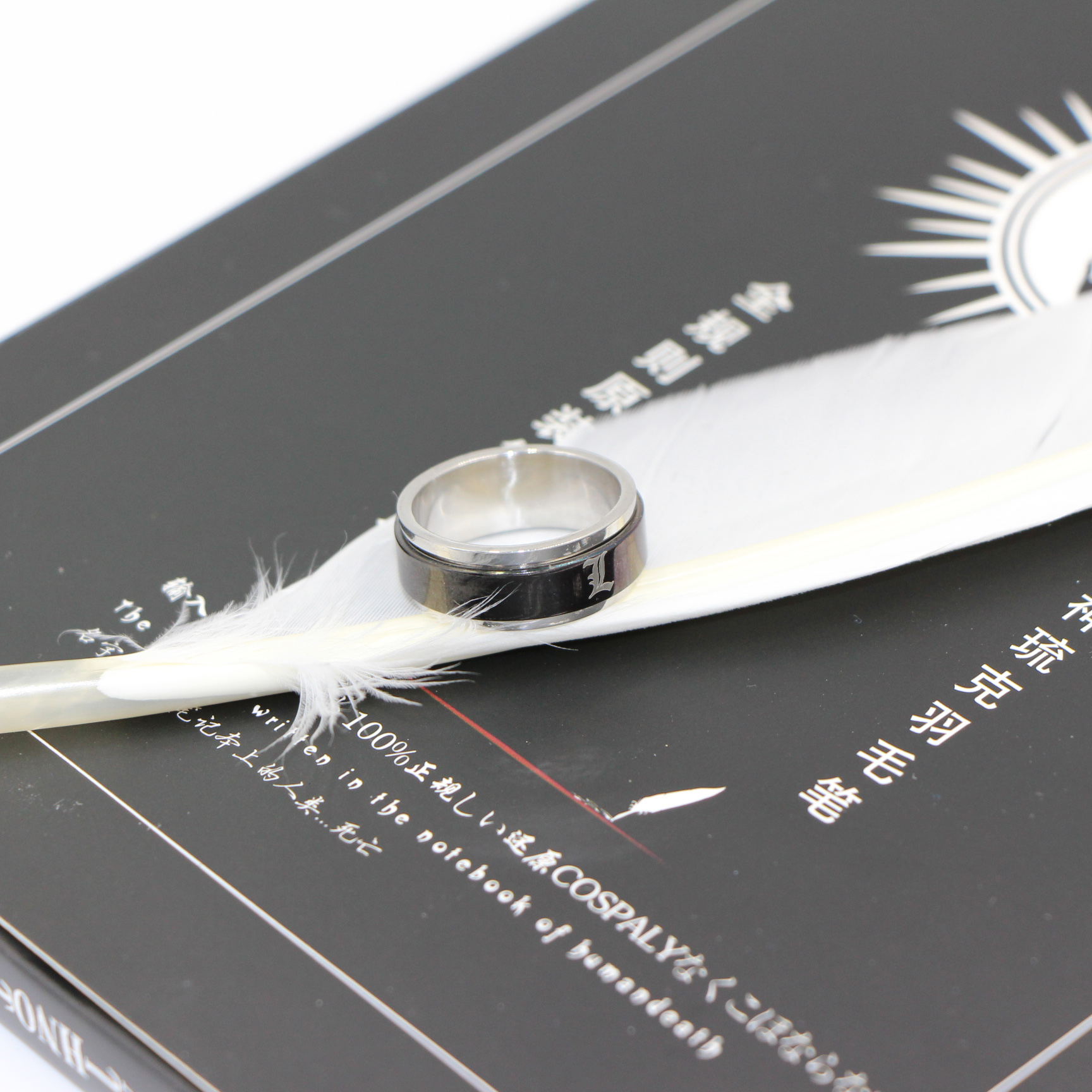 Anime DN Death Note Set - Notebook & Feather Pen & Necklace & Ring