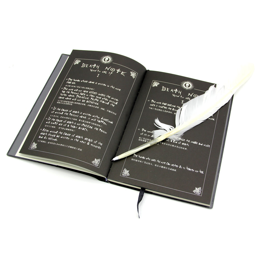 Anime DN Death Note Set - Notebook & Feather Pen & Necklace & Ring