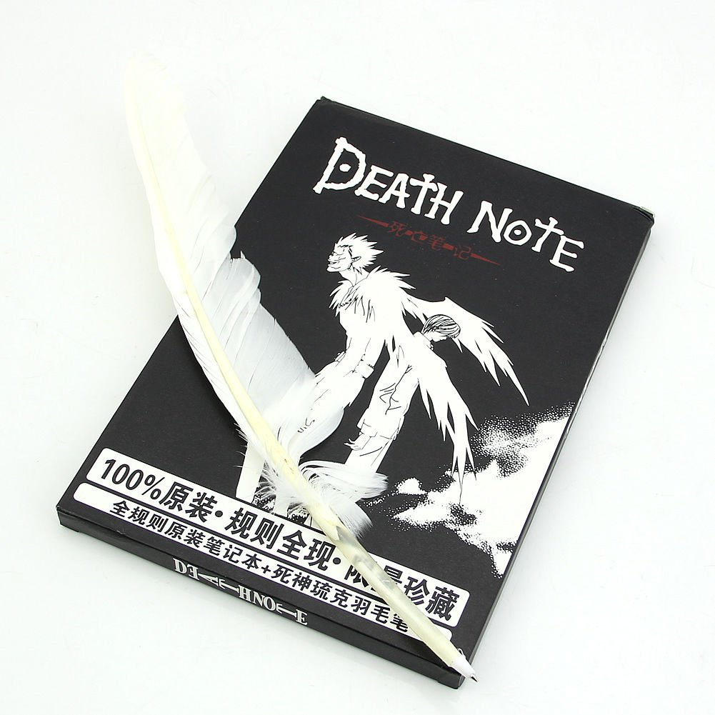 Anime DN Death Note Set - Notebook & Feather Pen & Necklace & Ring