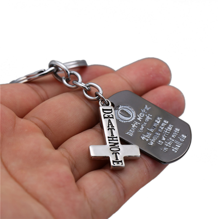 Anime DN Death Note Keychain 2 Style Cross Dog Tag Key Ring Holder Metal Fashion Car Bag Chaveiro Key Chain Pendant Jewelry Anime DN Death Note Keychain 2 Style Cross Dog Tag Key Ring Holder Metal Fashion Car Bag Chaveiro Key Chain Pendant Jewelry