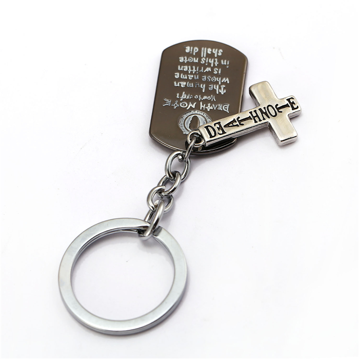 Anime DN Death Note Keychain 2 Style Cross Dog Tag Key Ring Holder Metal Fashion Car Bag Chaveiro Key Chain Pendant Jewelry Anime DN Death Note Keychain 2 Style Cross Dog Tag Key Ring Holder Metal Fashion Car Bag Chaveiro Key Chain Pendant Jewelry