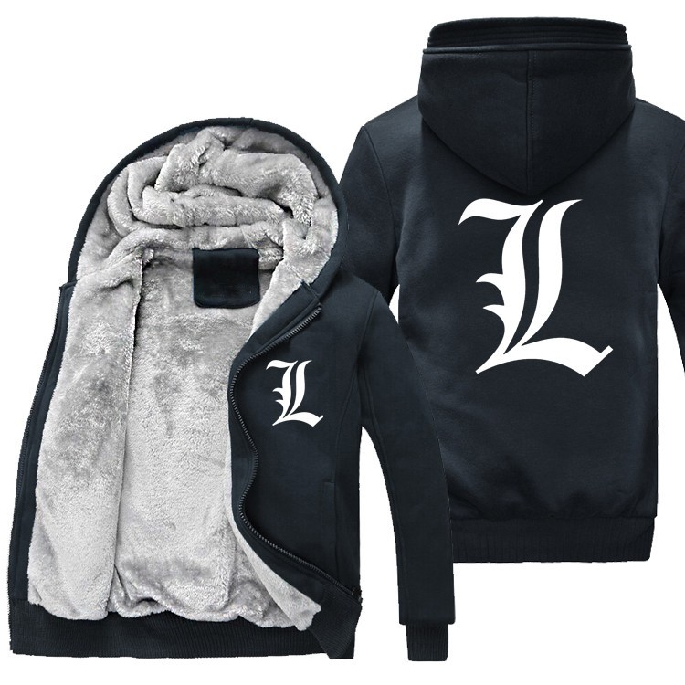Anime DN Death Note Thick jacket Death Ryuuku winter warm Flannel Hoodie Coat Unisex Cashmere Sweatshirts Hooded Windbreaker Hot Slae New