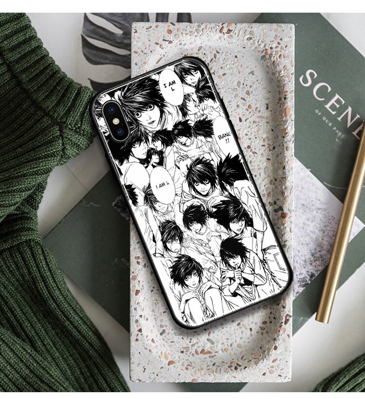 DEATH NOTE L Lawliet soft silicone Tempered glass Phone case cover for iPhone SE 6 6s 7 8 Plus X XR XS 11 12 mini Pro max