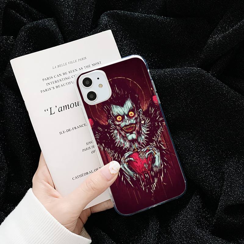 Death Cartoon Cartoon Note Ryuk kira horror apple Transparent for iPhone 6 7 8 11 12 s mini pro X XS XR MAX Plus cover shell