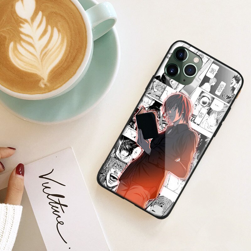 Anime DN Death Note Yagami Light Soft Silicone Glass Phone Case for IPhone SE 6s 7 8 Plus X Xr Xs 11 12 Mini Pro Max Samsung XiaoMi RedMi
