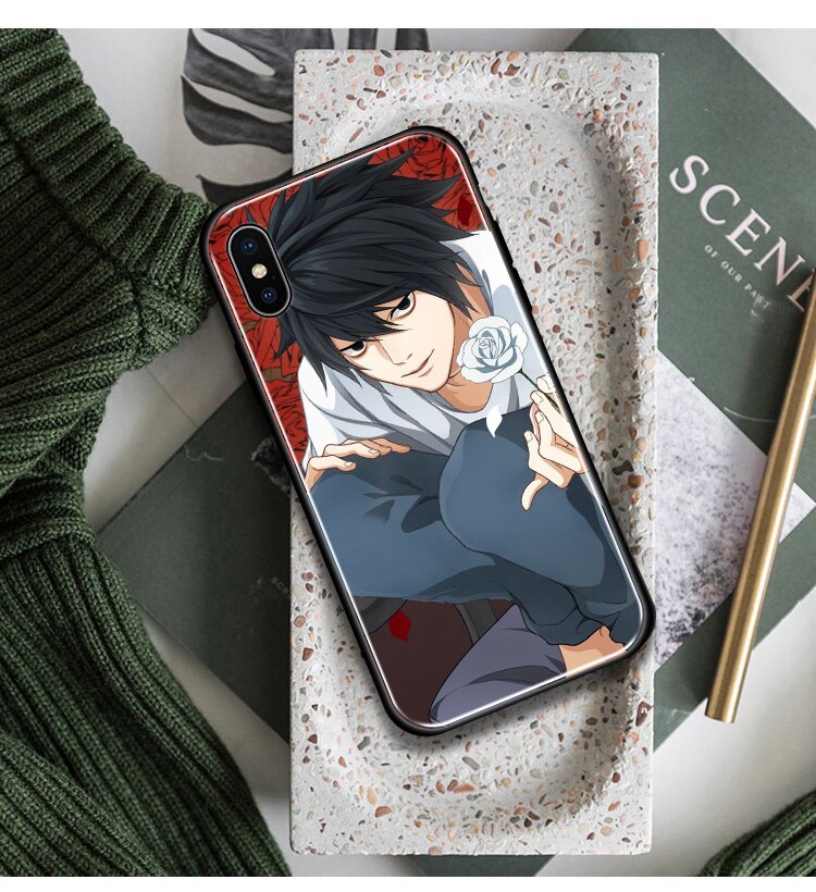 L Lawliet Anime DN Death Note Glass Phone Case - Death Note Merchandise ...