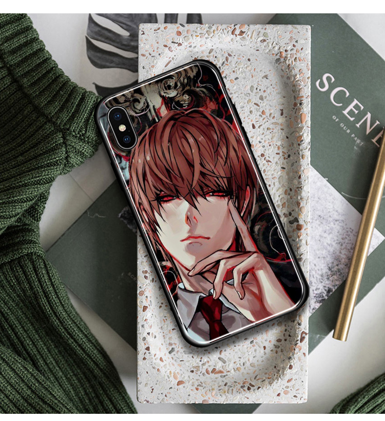 Light Yagami Kira Anime DN Death Note glass phone case shell for iPhone 6 6s 7 8 x xr xs 11 pro max Samsung S note 8 9 10 20 Plus cover