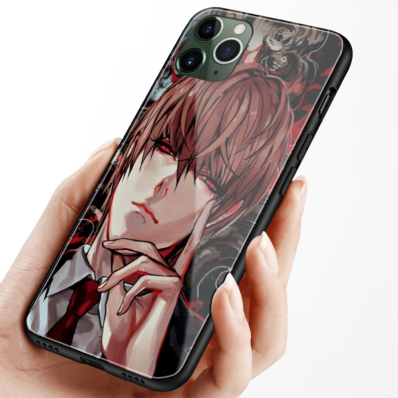 Light Yagami Kira Anime DN Death Note glass phone case shell for iPhone 6 6s 7 8 x xr xs 11 pro max Samsung S note 8 9 10 20 Plus cover