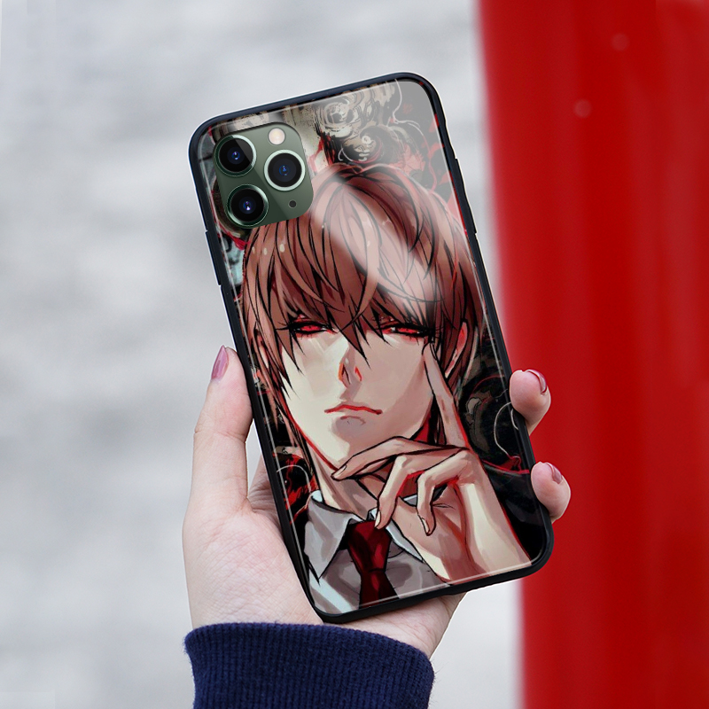 Light Yagami Kira Anime DN Death Note glass phone case shell for iPhone 6 6s 7 8 x xr xs 11 pro max Samsung S note 8 9 10 20 Plus cover