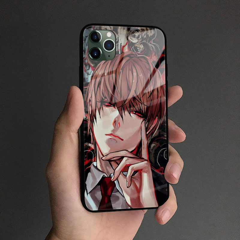 Light Yagami Kira Anime DN Death Note glass phone case shell for iPhone 6 6s 7 8 x xr xs 11 pro max Samsung S note 8 9 10 20 Plus cover