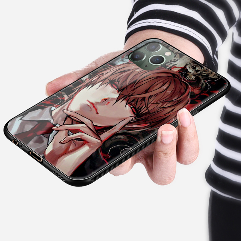 Light Yagami Kira Anime DN Death Note glass phone case shell for iPhone 6 6s 7 8 x xr xs 11 pro max Samsung S note 8 9 10 20 Plus cover