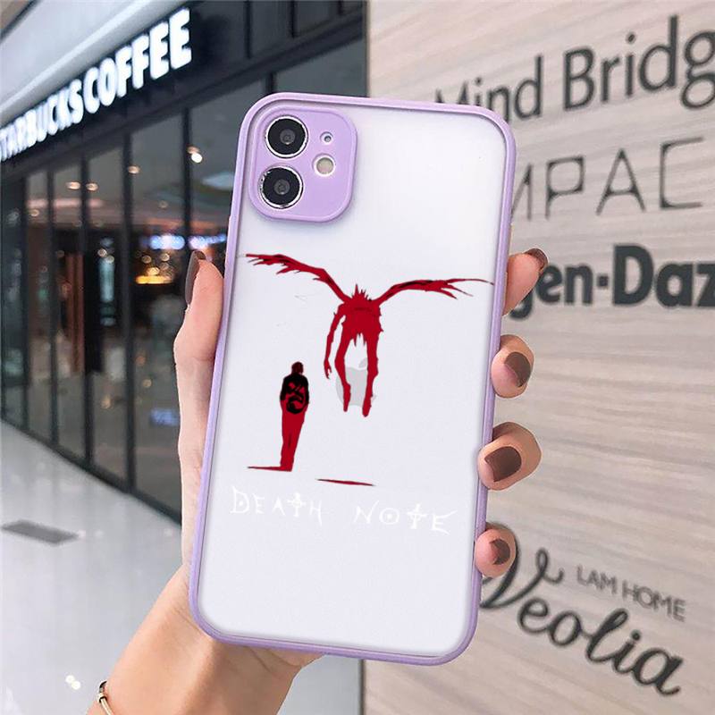 rem and misa death note Phone Case For iPhone 12 11 Mini Pro XR XS Max 7 8 Plus X Matte transparent Purple Back Cover