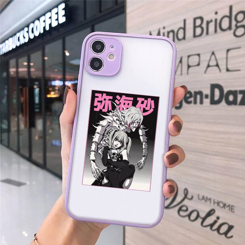 rem and misa death note Phone Case For iPhone 12 11 Mini Pro XR XS Max 7 8 Plus X Matte transparent Purple Back Cover