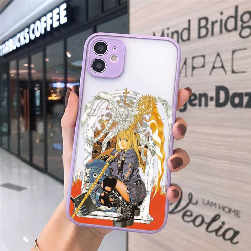 rem and misa death note Phone Case For iPhone 12 11 Mini Pro XR XS Max 7 8 Plus X Matte transparent Purple Back Cover