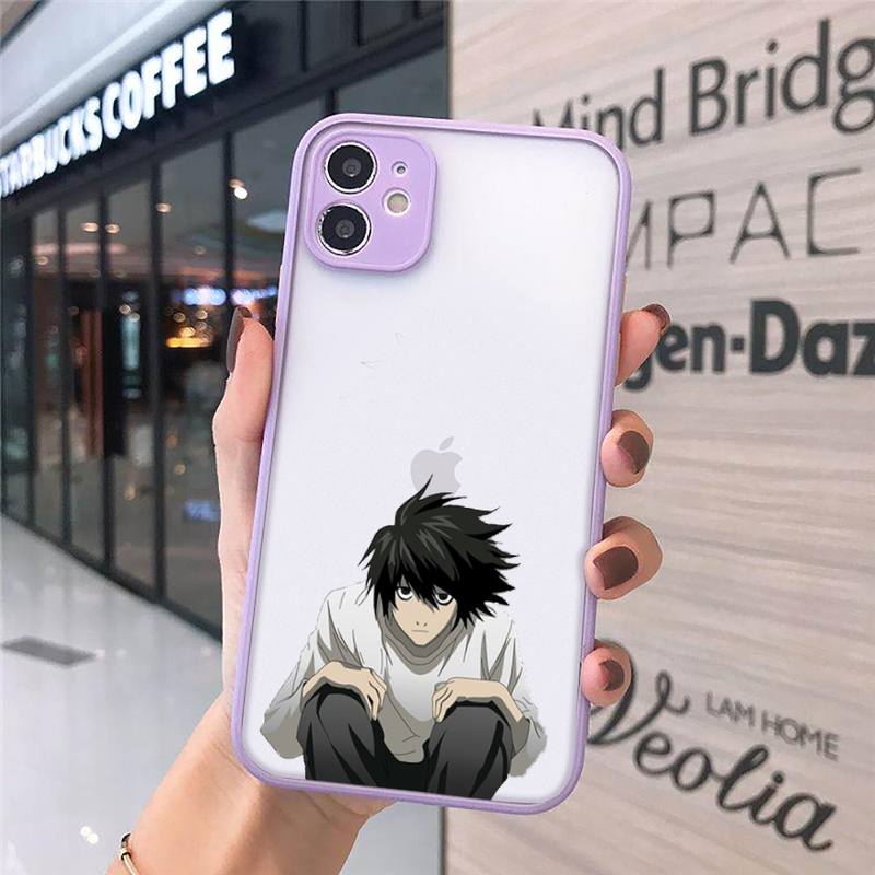 rem and misa death note Phone Case For iPhone 12 11 Mini Pro XR XS Max 7 8 Plus X Matte transparent Purple Back Cover