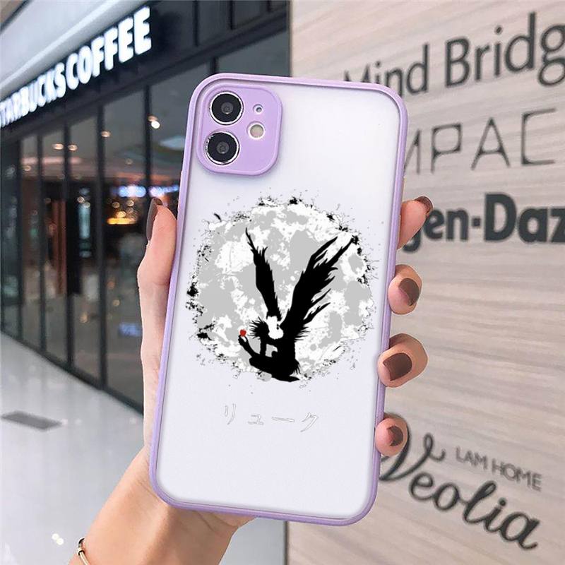 rem and misa death note Phone Case For iPhone 12 11 Mini Pro XR XS Max 7 8 Plus X Matte transparent Purple Back Cover