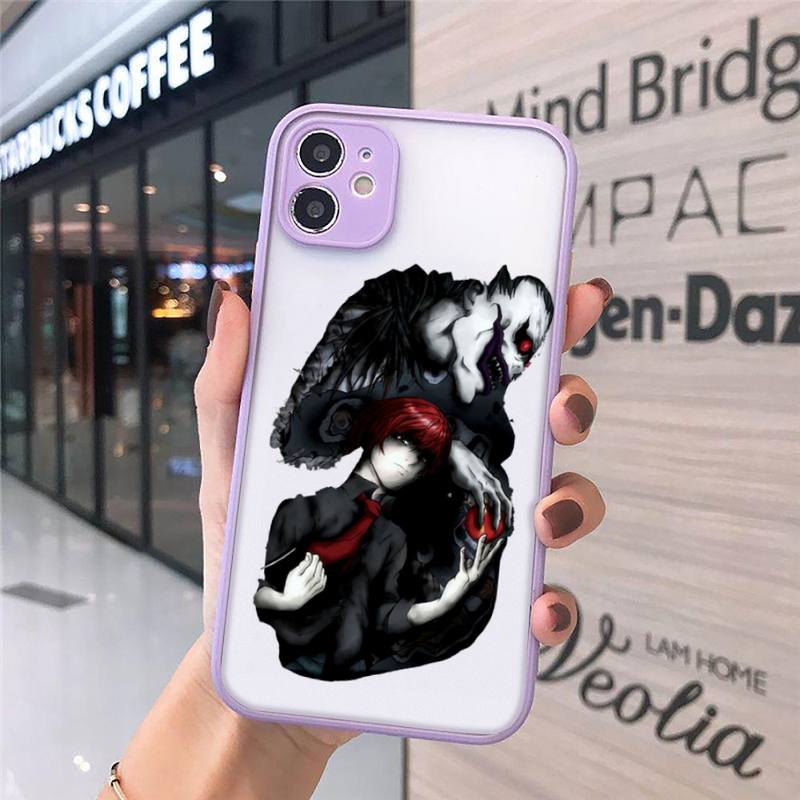 rem and misa death note Phone Case For iPhone 12 11 Mini Pro XR XS Max 7 8 Plus X Matte transparent Purple Back Cover