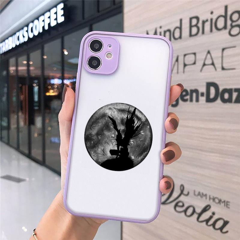 rem and misa death note Phone Case For iPhone 12 11 Mini Pro XR XS Max 7 8 Plus X Matte transparent Purple Back Cover