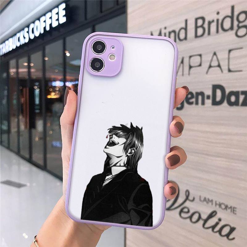 rem and misa death note Phone Case For iPhone 12 11 Mini Pro XR XS Max 7 8 Plus X Matte transparent Purple Back Cover