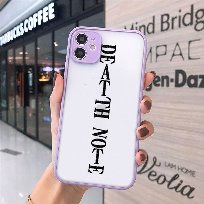 rem and misa death note Phone Case For iPhone 12 11 Mini Pro XR XS Max 7 8 Plus X Matte transparent Purple Back Cover