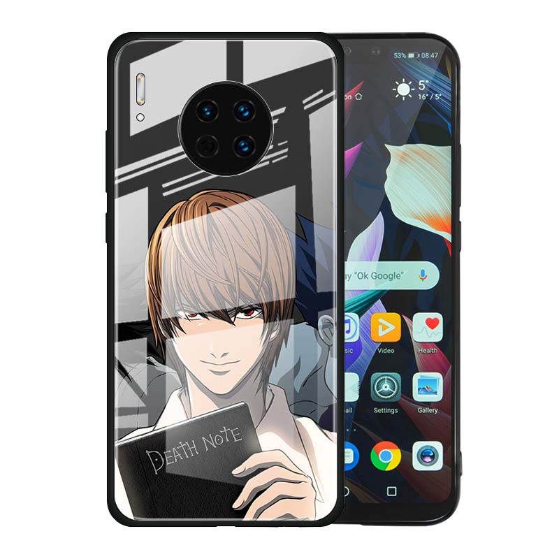 Tempered Glass Case For Funda Huawei Mate 20 10 Lite 20X 40 30 Pro Y6 Y7 Y9 2019 Y9a Y6p Cover Coque Capa Manga Death Note
