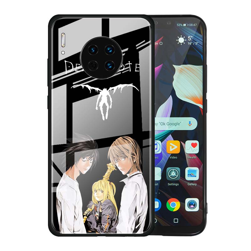Tempered Glass Case For Funda Huawei Mate 20 10 Lite 20X 40 30 Pro Y6 Y7 Y9 2019 Y9a Y6p Cover Coque Capa Manga Death Note