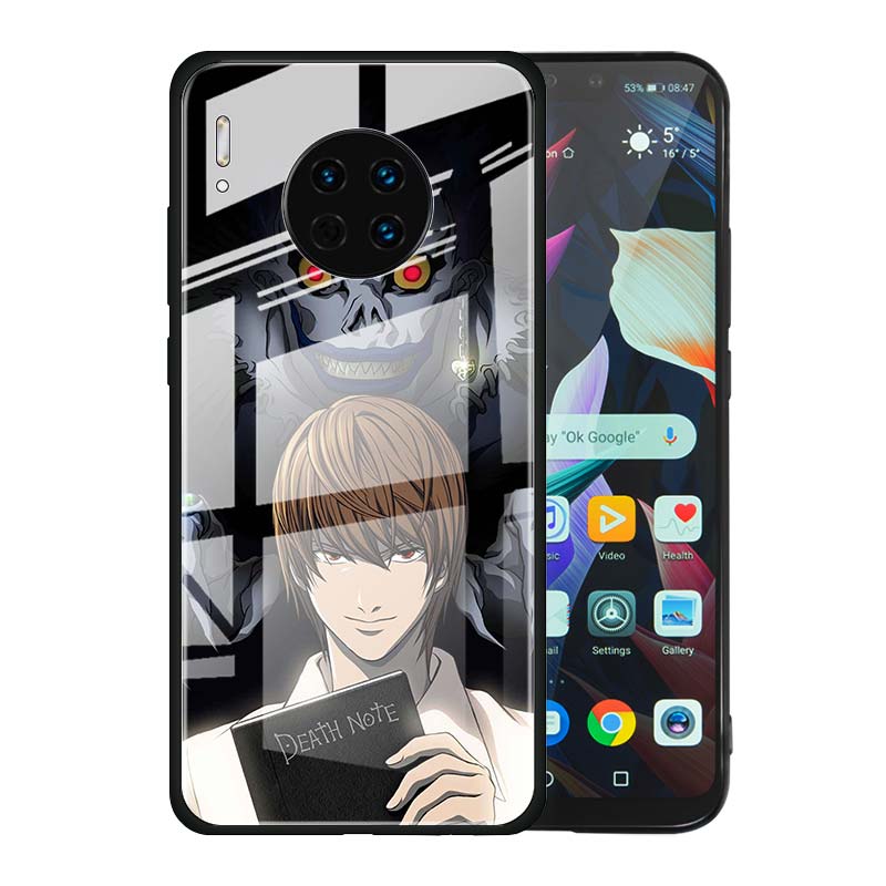 Tempered Glass Case For Funda Huawei Mate 20 10 Lite 20X 40 30 Pro Y6 Y7 Y9 2019 Y9a Y6p Cover Coque Capa Manga Death Note