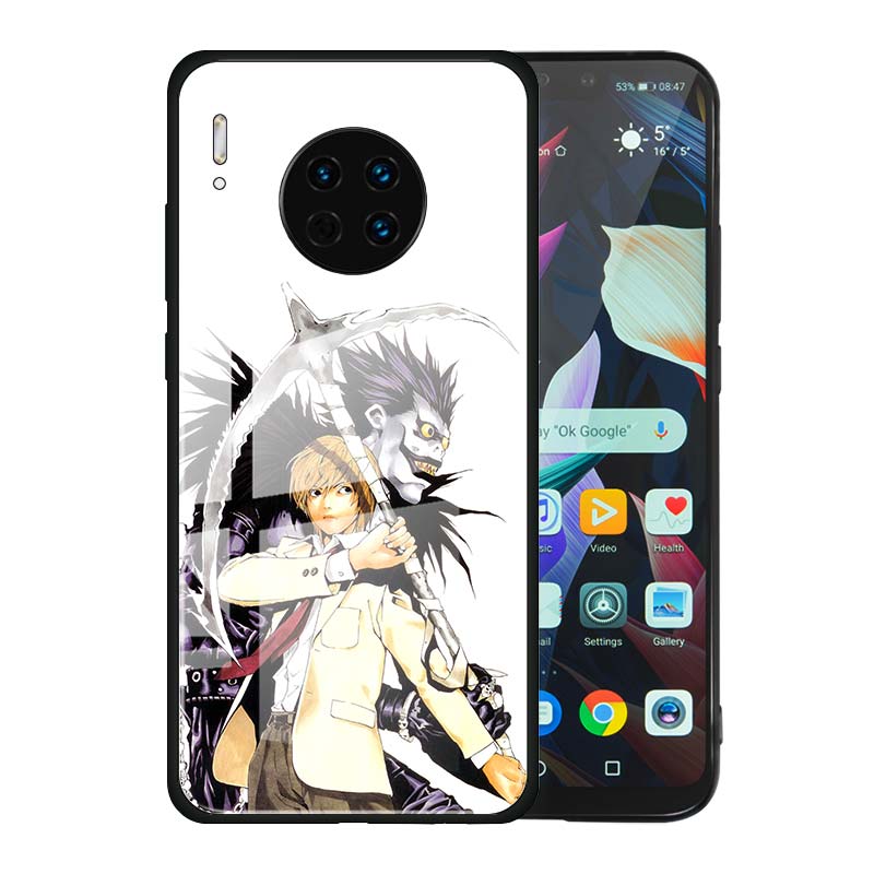 Tempered Glass Case For Funda Huawei Mate 20 10 Lite 20X 40 30 Pro Y6 Y7 Y9 2019 Y9a Y6p Cover Coque Capa Manga Death Note