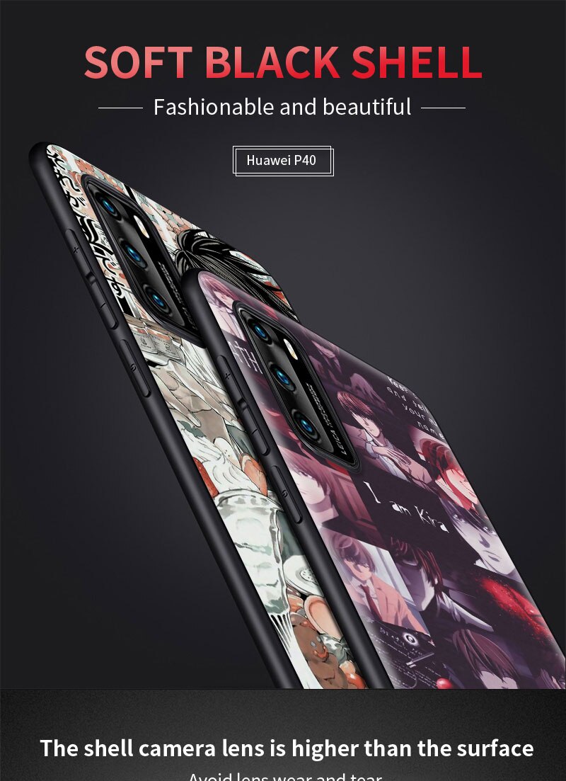 Luxury Phone Cover for Huawei P30 P40 Lite P Smart Z Y6 Y7 Case for Honor 9X Pro 8X Play 9A Soft Shell Death Note