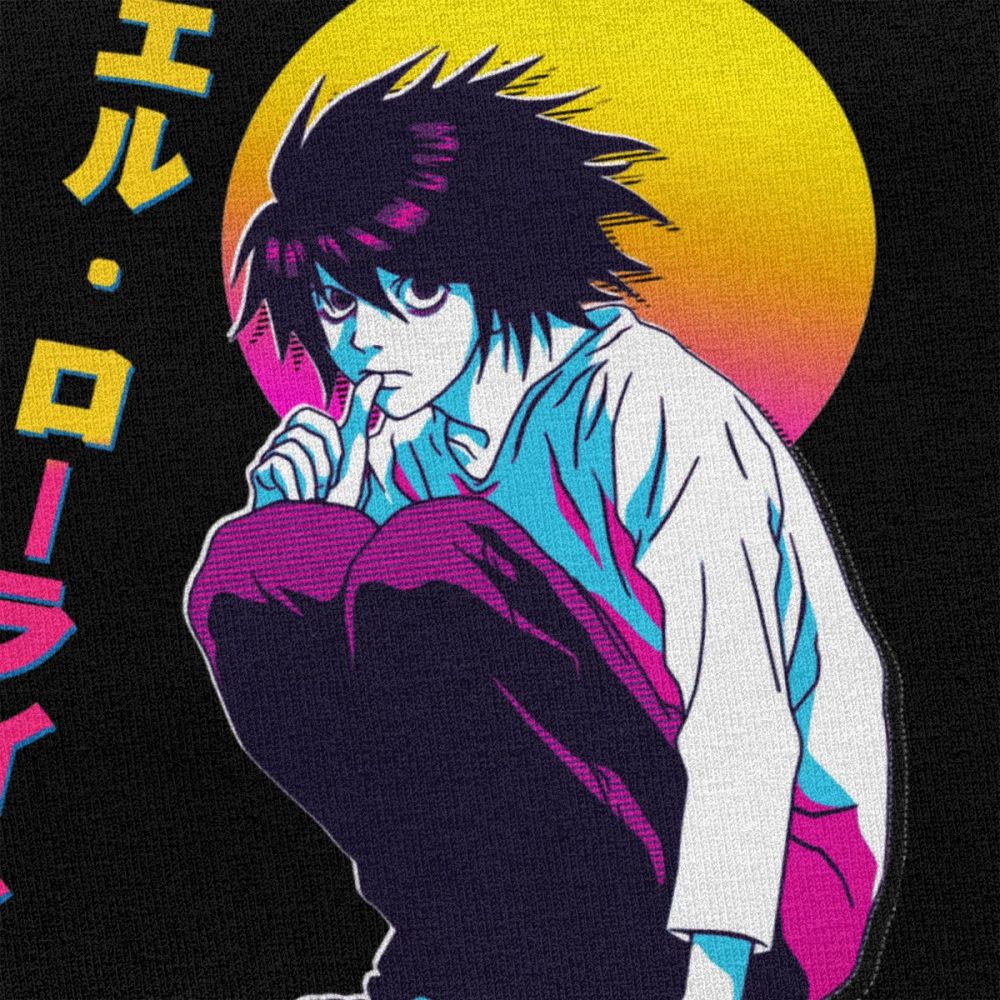 Japan Vaporwave Anime DN Death Note Shirt Soft Cotton L Lawliet Tees Crew Neck Short Sleeve Printed Mystery Manga T-shirt Clothing