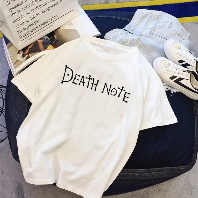 Anime DN Death Note Letter tshirt Short sleeve harajuku Slim dropshipping print Hip hop streetwear clothes Women's t-shirts