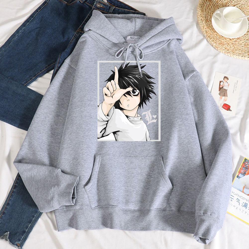 Japanese Anime DN Death Note Cool Women Hoodie Harajuku Fleece Sweatshirt Crewneck Creativity Clothing Casual Loose Hoodies Female