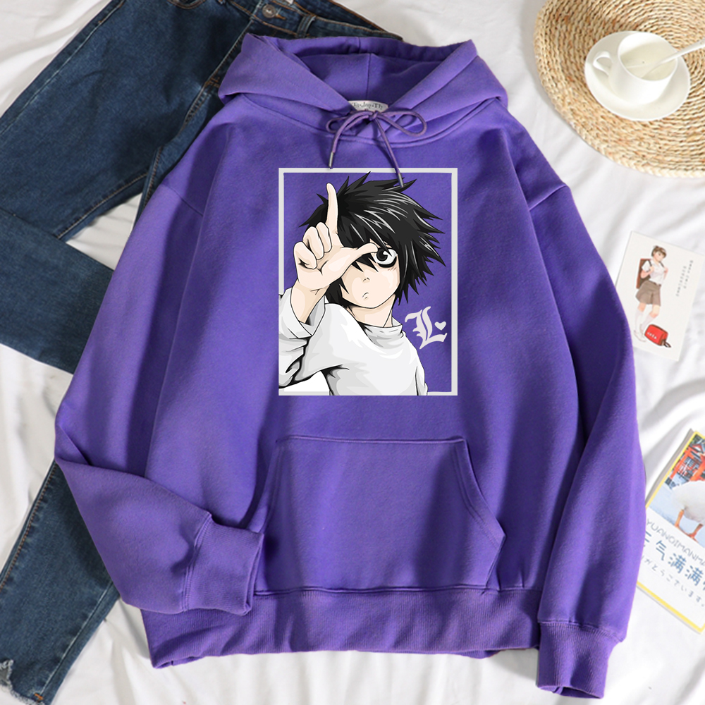 Japanese Anime DN Death Note Cool Women Hoodie Harajuku Fleece Sweatshirt Crewneck Creativity Clothing Casual Loose Hoodies Female