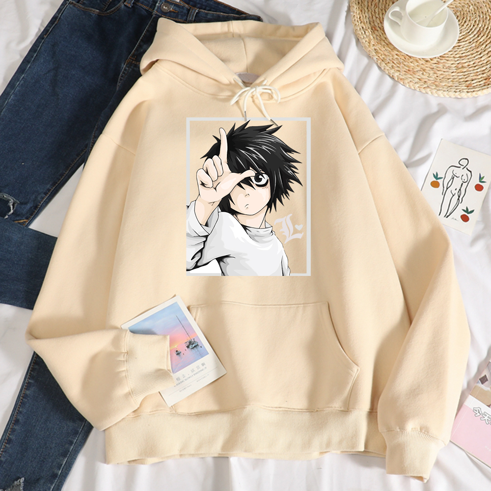 Japanese Anime DN Death Note Cool Women Hoodie Harajuku Fleece Sweatshirt Crewneck Creativity Clothing Casual Loose Hoodies Female