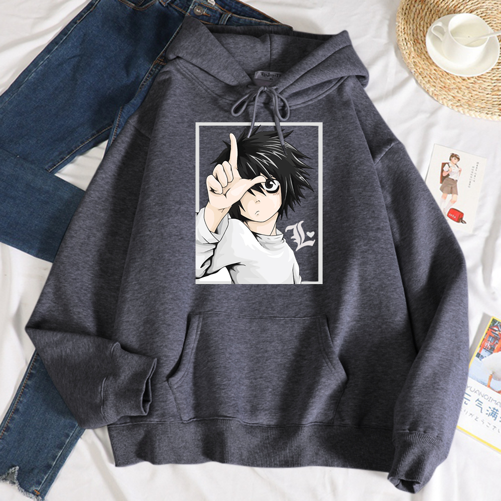 Japanese Anime DN Death Note Cool Women Hoodie Harajuku Fleece Sweatshirt Crewneck Creativity Clothing Casual Loose Hoodies Female