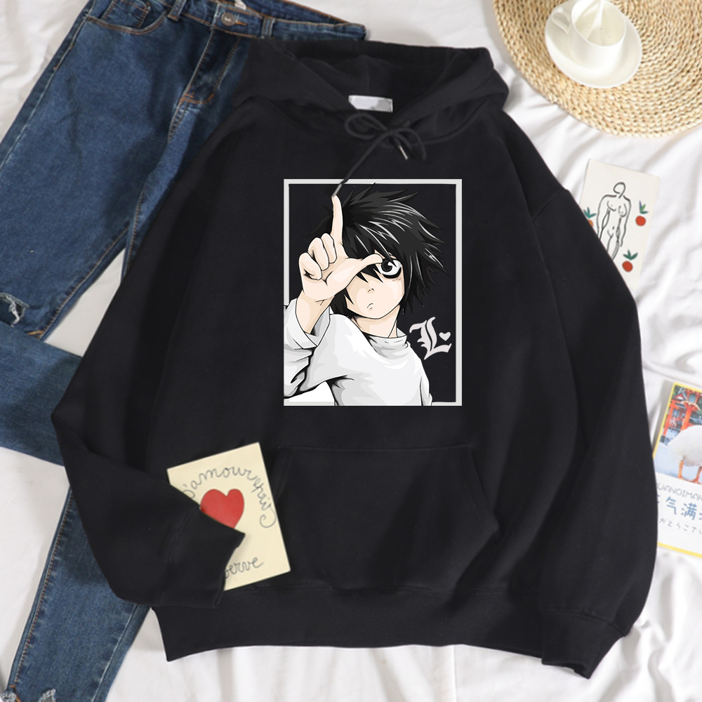 Japanese Anime DN Death Note Cool Women Hoodie Harajuku Fleece Sweatshirt Crewneck Creativity Clothing Casual Loose Hoodies Female