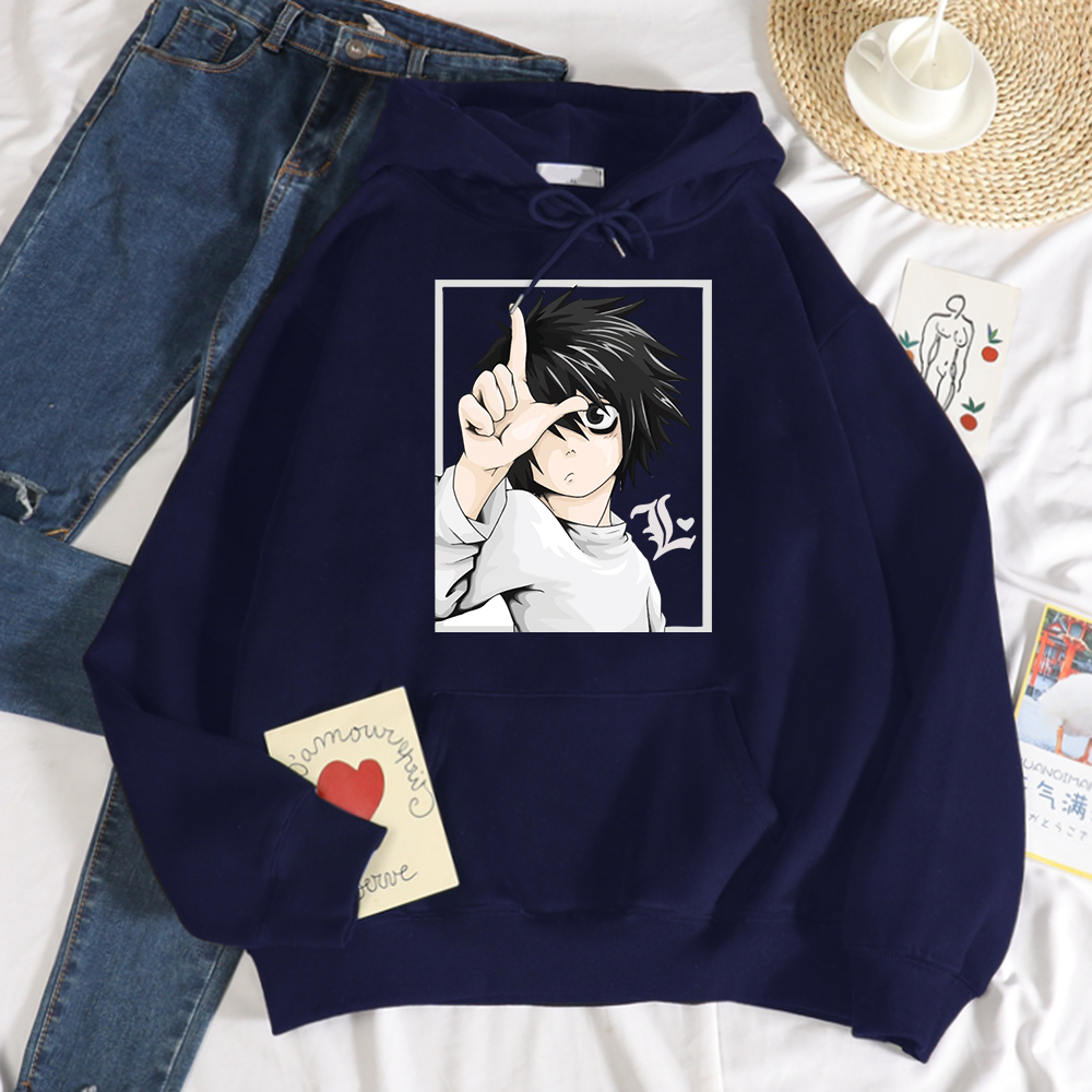Japanese Anime DN Death Note Cool Women Hoodie Harajuku Fleece Sweatshirt Crewneck Creativity Clothing Casual Loose Hoodies Female