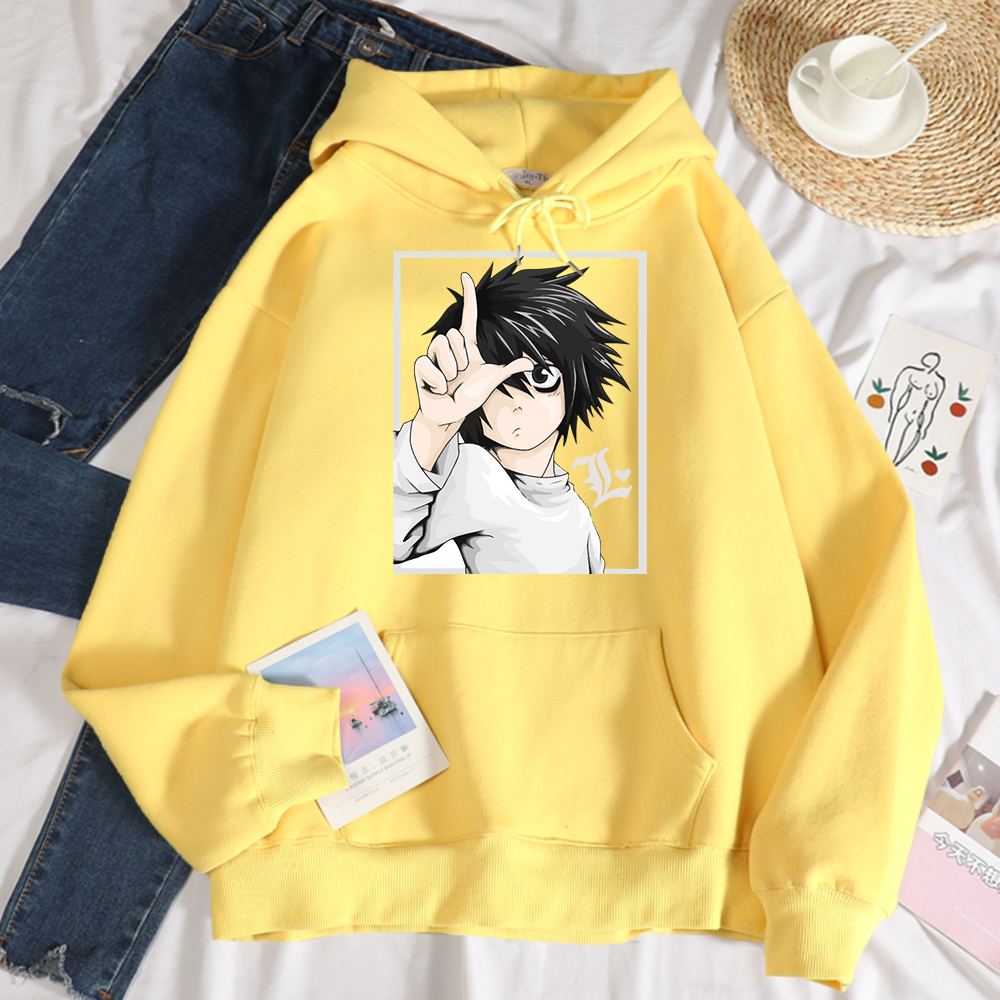 Japanese Anime DN Death Note Cool Women Hoodie Harajuku Fleece Sweatshirt Crewneck Creativity Clothing Casual Loose Hoodies Female
