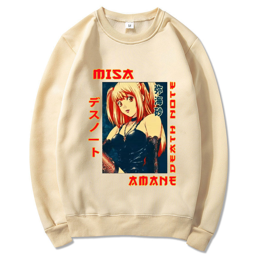 2021 Spring Autumn Men Crewneck Pullover Sweatshirts Casual Streetwear Retro Anime DN Death Note Misa Amane Hoodies Japan Hoodie 2021 Spring Autumn Men Crewneck Pullover Sweatshirts Casual Streetwear Retro Anime DN Death Note Misa Amane Hoodies Japan Hoodie