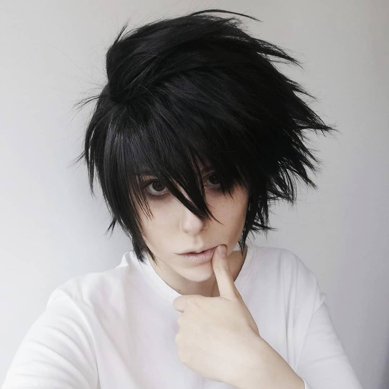 Anime DN Death Note L Cos Wig Mens L.Lawliet Short Black Heat Resistant Hair Pelucas Cosplay Costume Wigs + Wig Cap Anime DN Death Note L Cos Wig Mens L.Lawliet Short Black Heat Resistant Hair Pelucas Cosplay Costume Wigs + Wig Cap