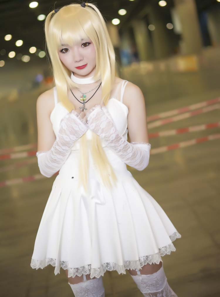 Anime DN Death Note Misa Amane Imitation Leather Dress Sexy Uniform Cosplay Costumes white dress gift necklace 11