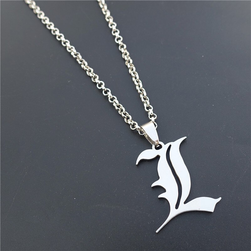 12 Pieces Anime DN Death Note Double L Yagami Non-Mainstream Stainless Steel Necklace Smart Letter Jewelry O Link Chain Black Cord 12 Pieces Anime DN Death Note Double L Yagami Non-Mainstream Stainless Steel Necklace Smart Letter Jewelry O Link Chain Black Cord