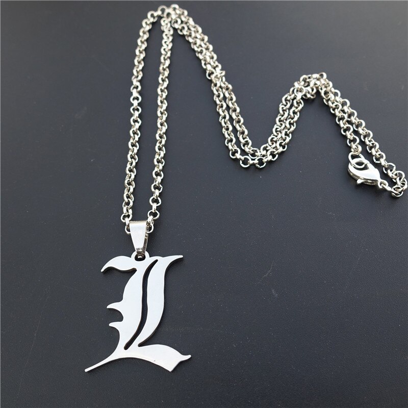 12 Pieces Anime DN Death Note Double L Yagami Non-Mainstream Stainless Steel Necklace Smart Letter Jewelry O Link Chain Black Cord 12 Pieces Anime DN Death Note Double L Yagami Non-Mainstream Stainless Steel Necklace Smart Letter Jewelry O Link Chain Black Cord