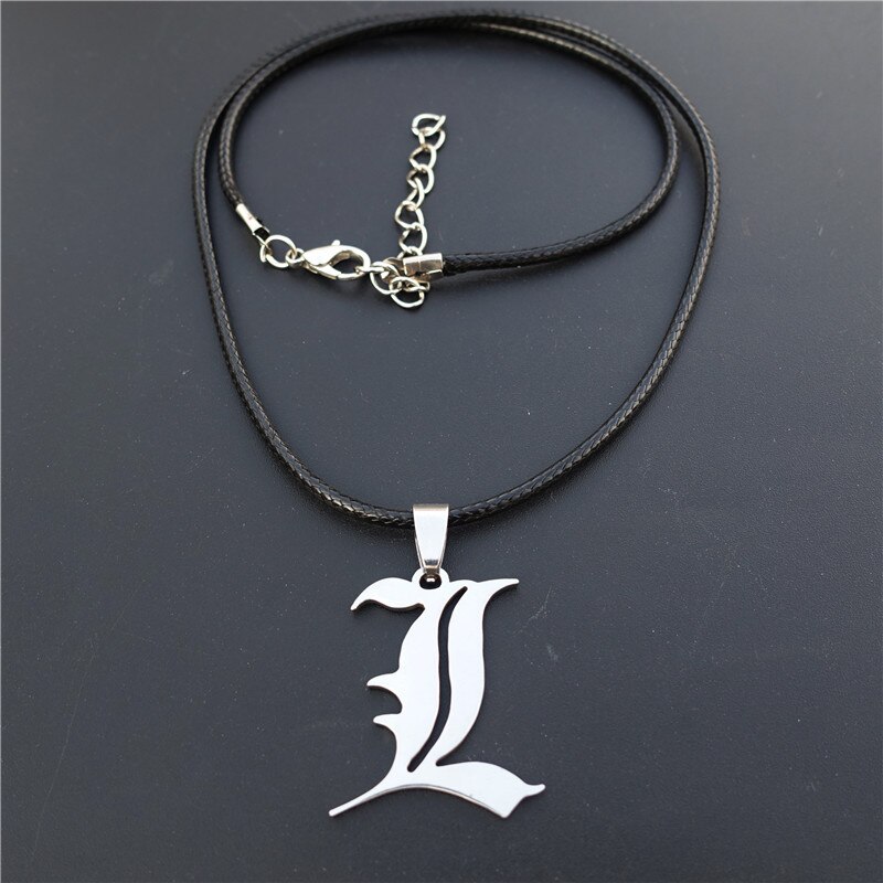 12 Pieces Anime DN Death Note Double L Yagami Non-Mainstream Stainless Steel Necklace Smart Letter Jewelry O Link Chain Black Cord 12 Pieces Anime DN Death Note Double L Yagami Non-Mainstream Stainless Steel Necklace Smart Letter Jewelry O Link Chain Black Cord