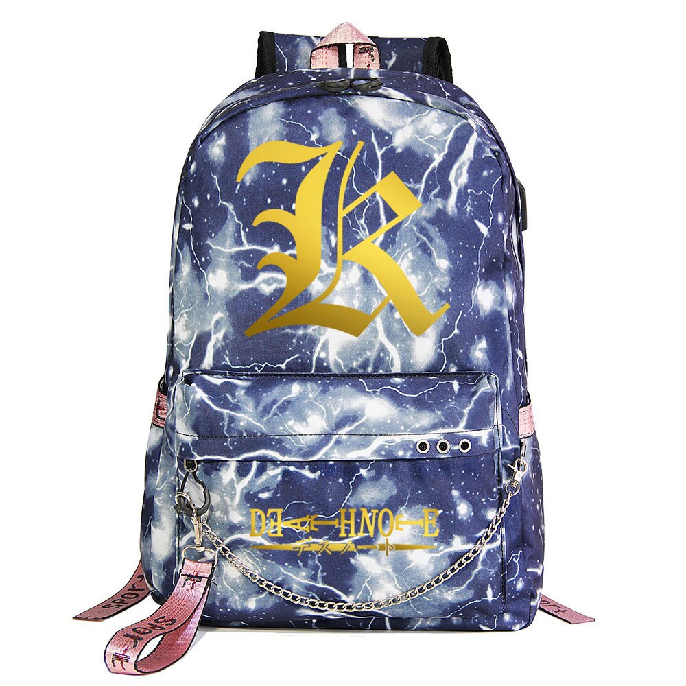 Anime DN Death Note Backpack For Teenager Kids Schoolbags Women Men With USB Charging Chain Bundle Backpack Daily Travel Bags