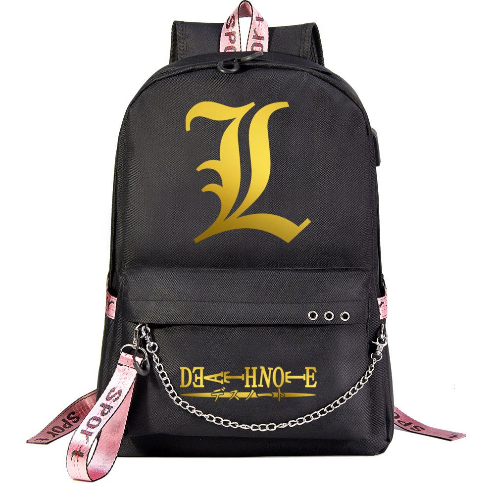 Anime DN Death Note Backpack For Teenager Kids Schoolbags Women Men With USB Charging Chain Bundle Backpack Daily Travel Bags