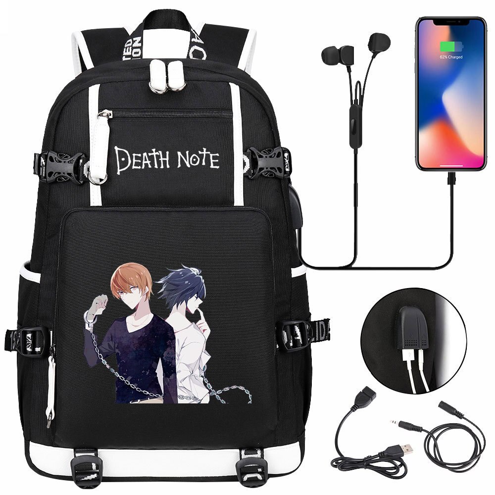 Anime DN Death Note Backpack Men Women Large Capacity School Bag Laptop Bag Waterproof Multifunction USB Charging Travel Backpack