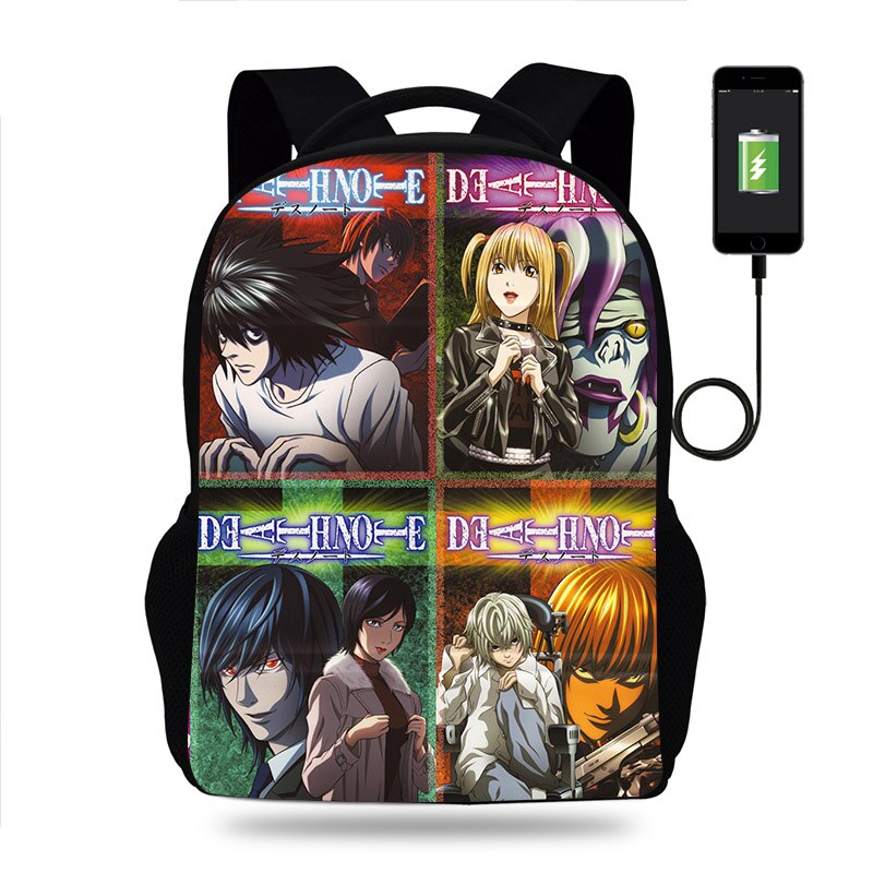 Anime DN Death Note Backpack Boy Girl School Bag Kid Teenager USB Charging Travel Backpack Men Women Schoolbag Rucksack Mochila Anime DN Death Note Backpack Boy Girl School Bag Kid Teenager USB Charging Travel Backpack Men Women Schoolbag Rucksack Mochila