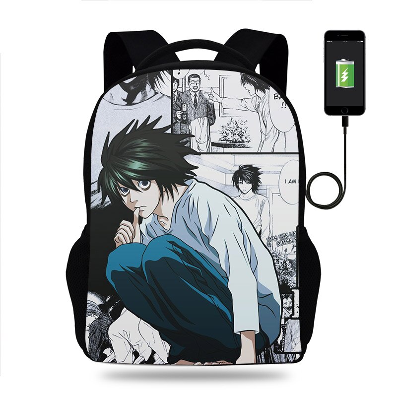 Anime DN Death Note Backpack Boy Girl School Bag Kid Teenager USB Charging Travel Backpack Men Women Schoolbag Rucksack Mochila Anime DN Death Note Backpack Boy Girl School Bag Kid Teenager USB Charging Travel Backpack Men Women Schoolbag Rucksack Mochila