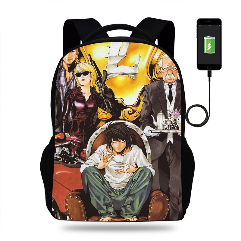Anime DN Death Note Backpack Boy Girl School Bag Kid Teenager USB Charging Travel Backpack Men Women Schoolbag Rucksack Mochila Anime DN Death Note Backpack Boy Girl School Bag Kid Teenager USB Charging Travel Backpack Men Women Schoolbag Rucksack Mochila
